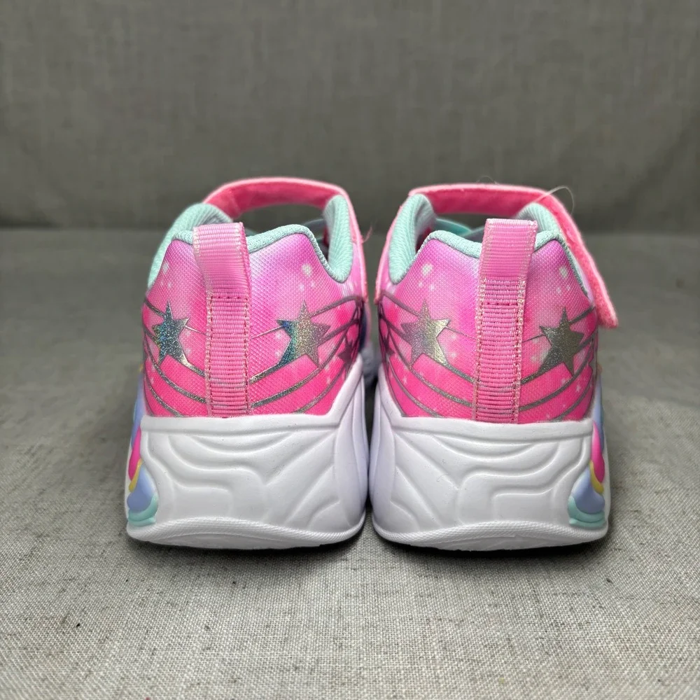 Skechers Kids S-Lights Shoes Unicorn Dreams Pink White Light Up Sneakers Size 2. - Picture 6 of 11